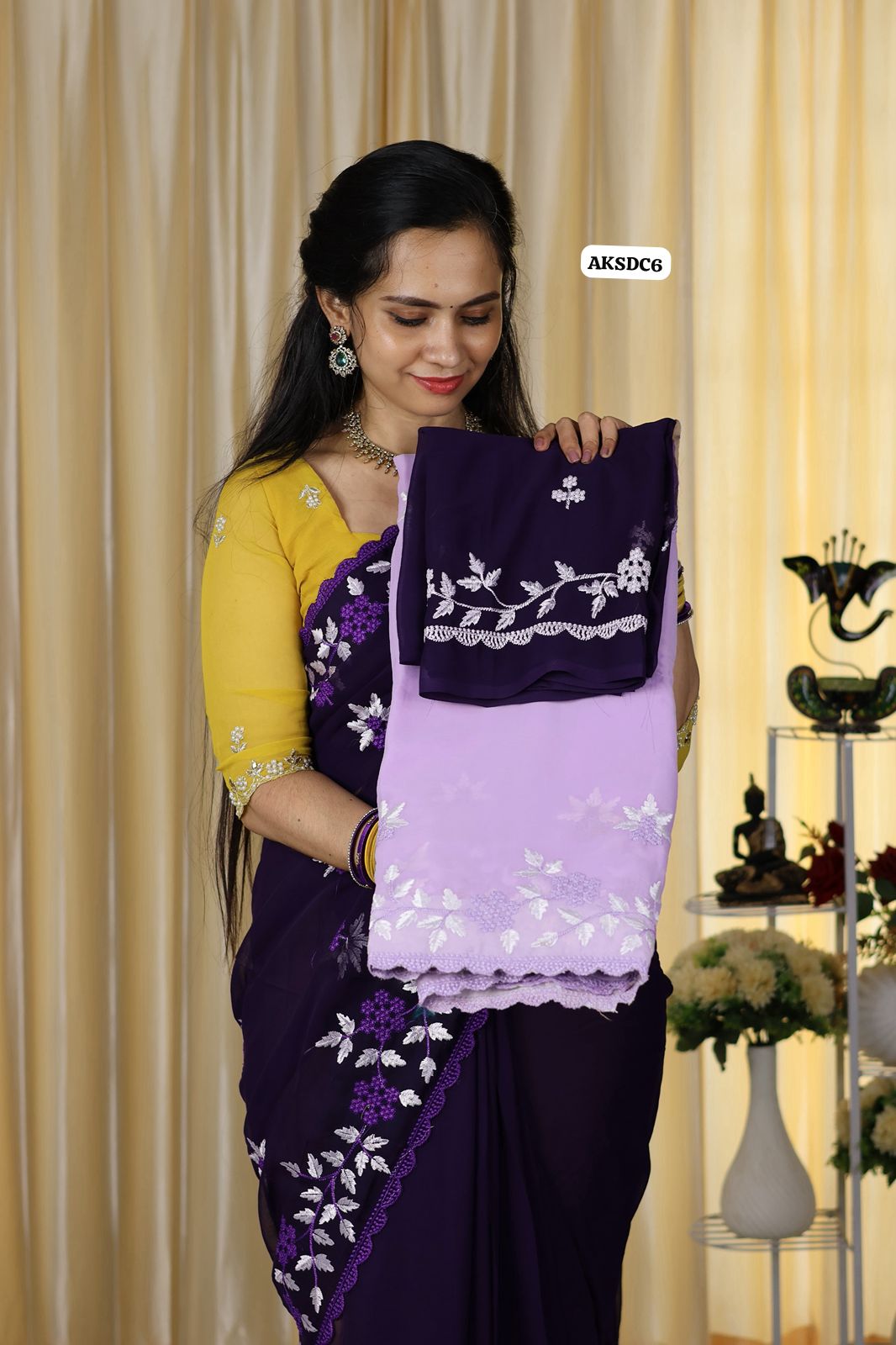 Soft shimmer georgette with embroidery work 🥳