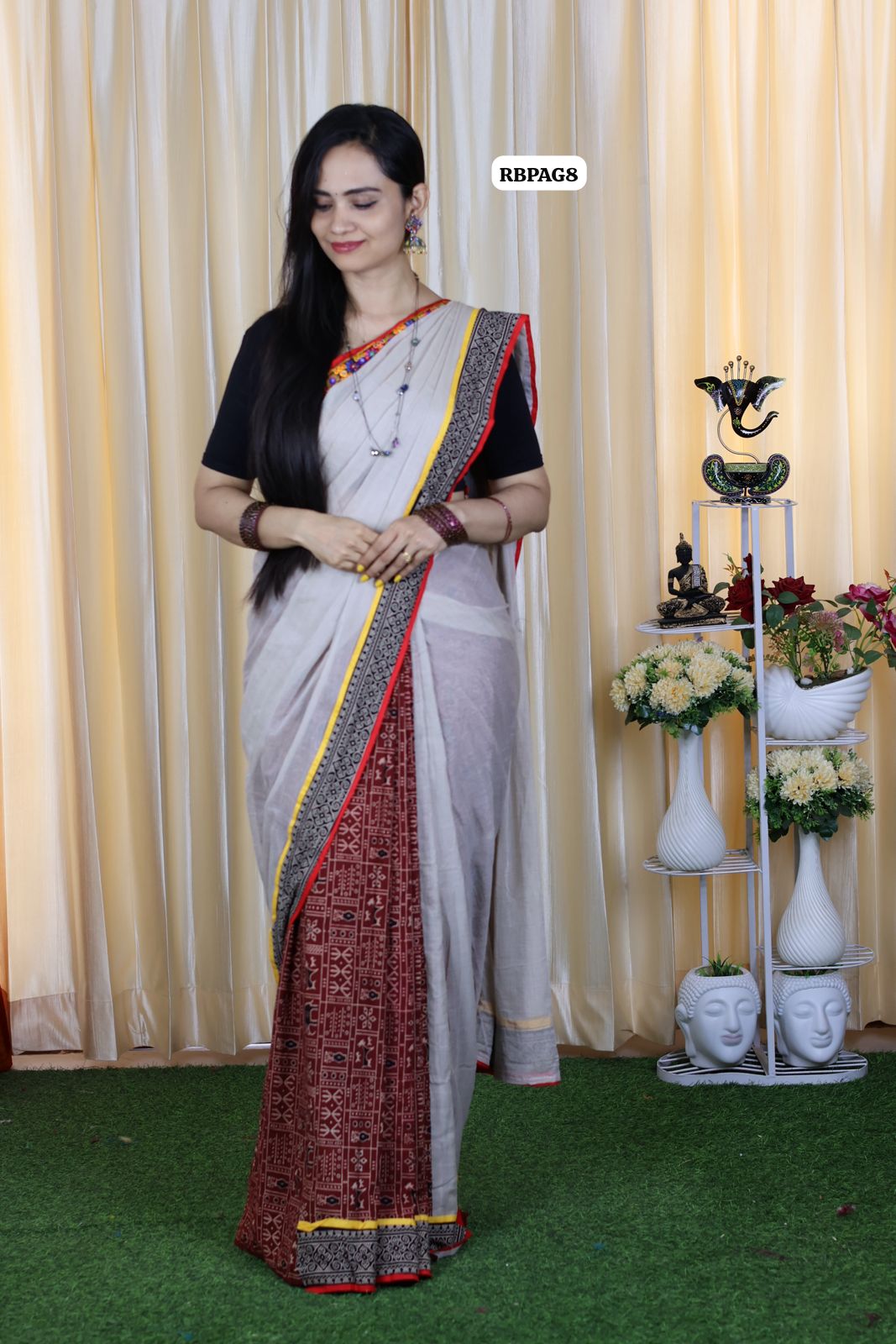 Half saree model mulmul + khadhi cotton saree without blouseš„³