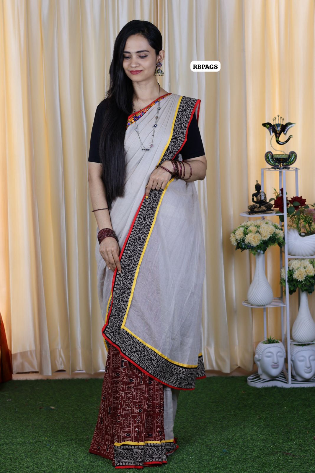 Half saree model mulmul + khadhi cotton saree without blouseš„³