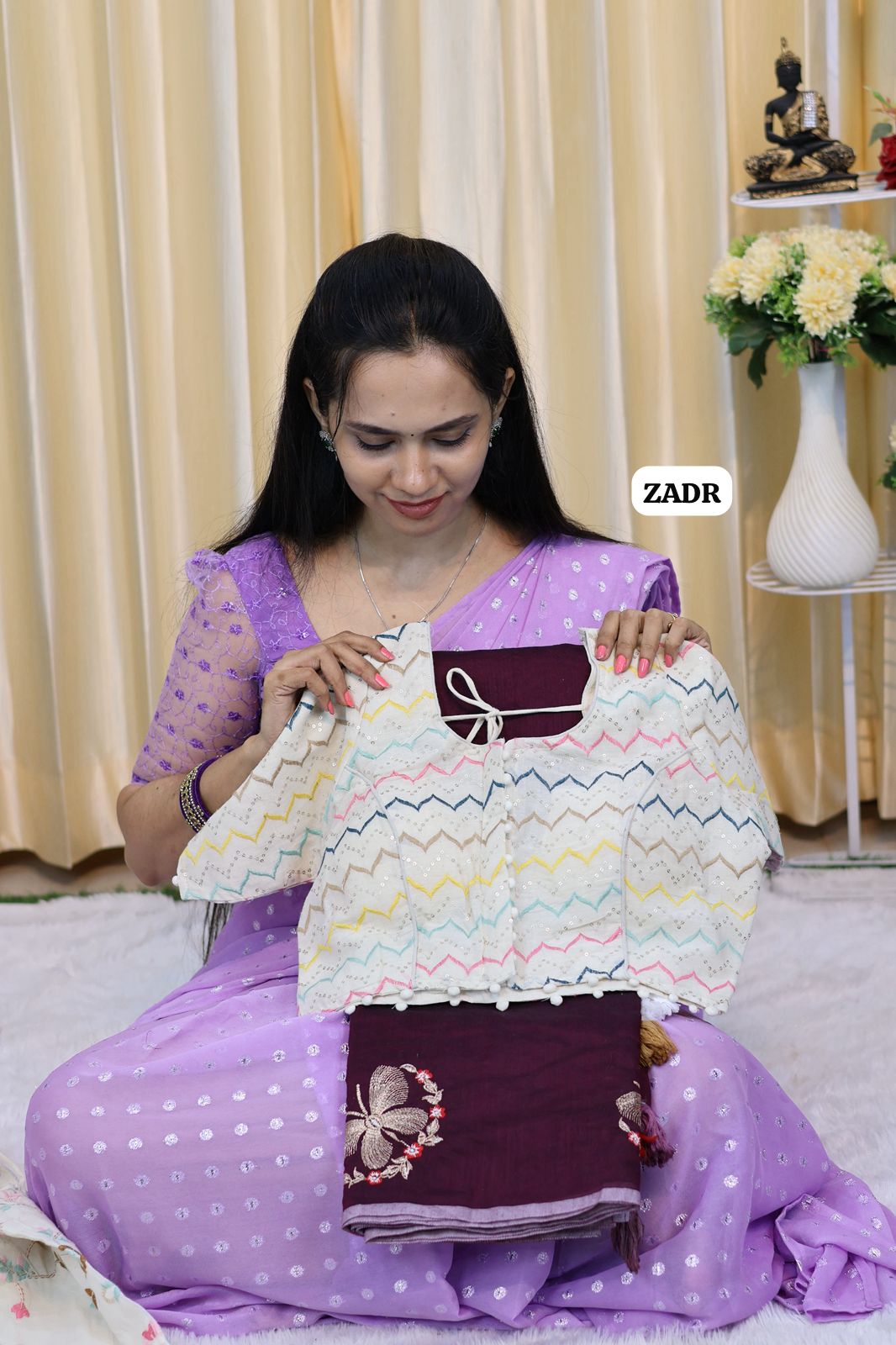 Chanderi cotton saree with stitched blouse size(38-42alterable) 😍🥳