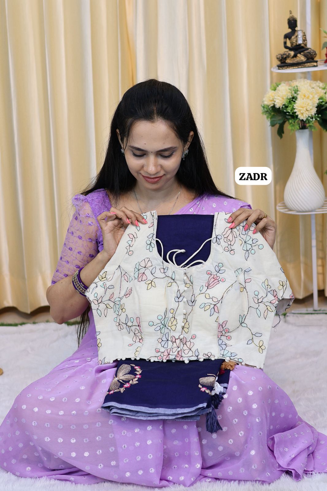 Chanderi cotton saree with stitched blouse size(38-42alterable) 😍🥳