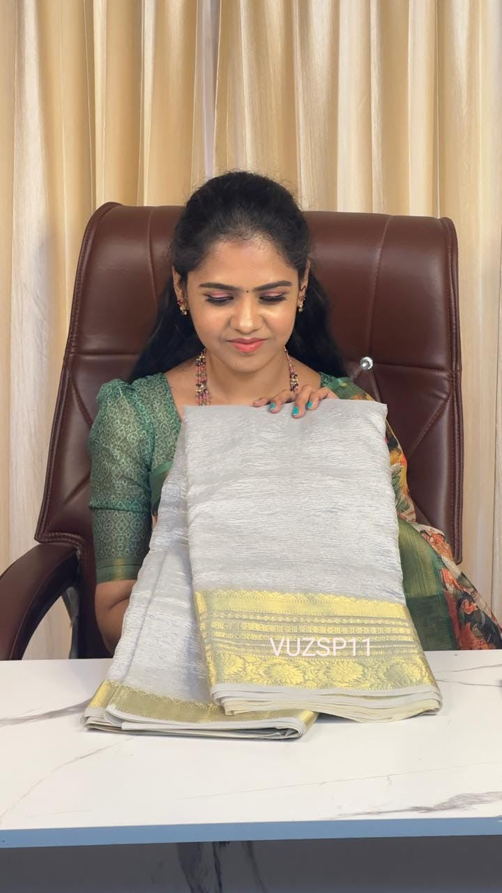 Nayanthara inspired crushed saree shade 7 offer ❌