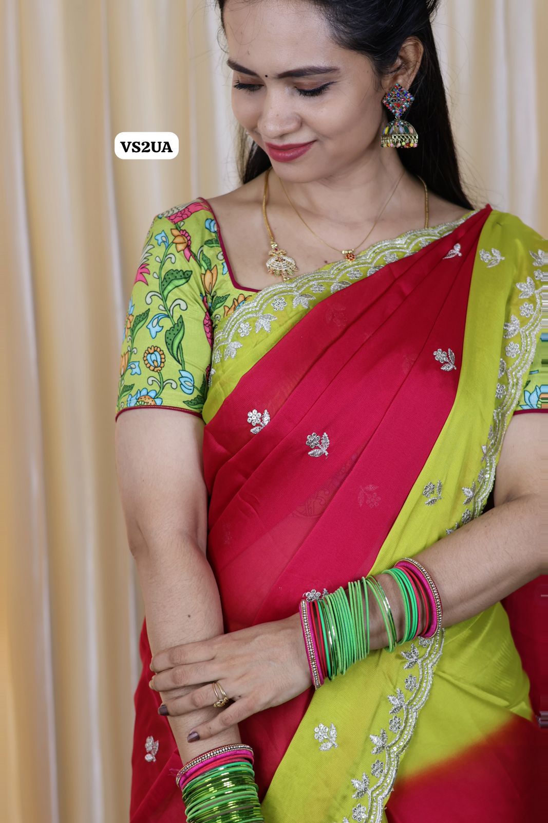 Keerthi suresh inspired chinon saree with lace border and extra blouse 😍🥳