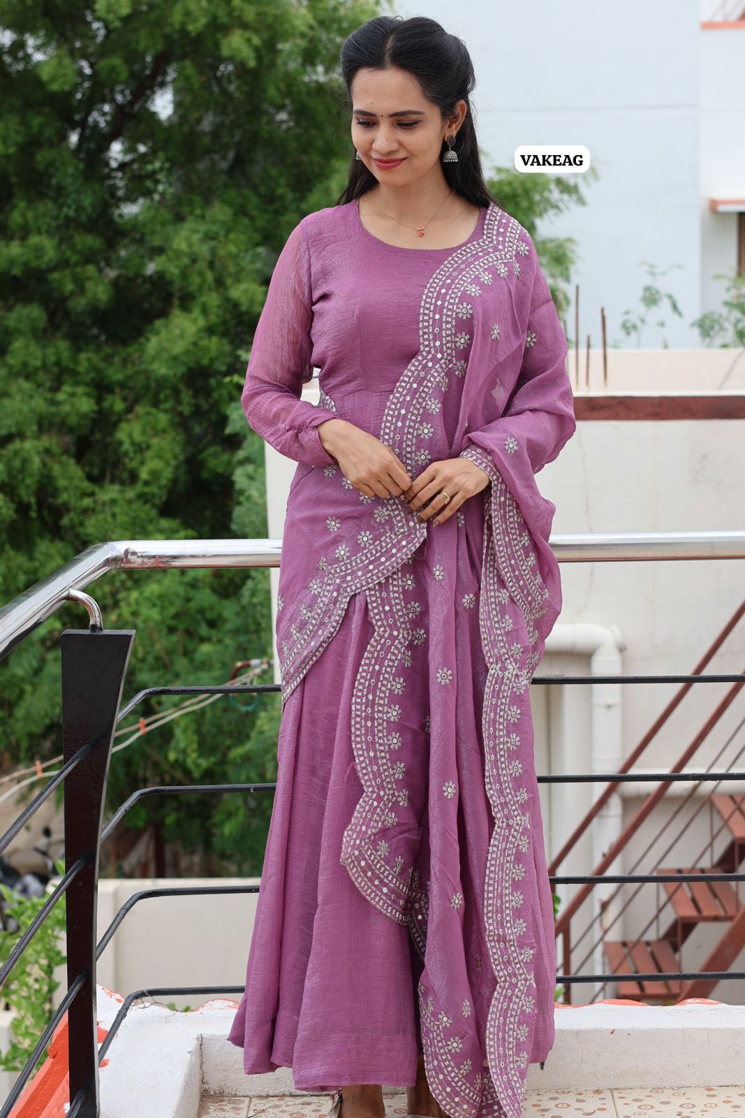 Long gown with pant and duppata with full lining😍🥳