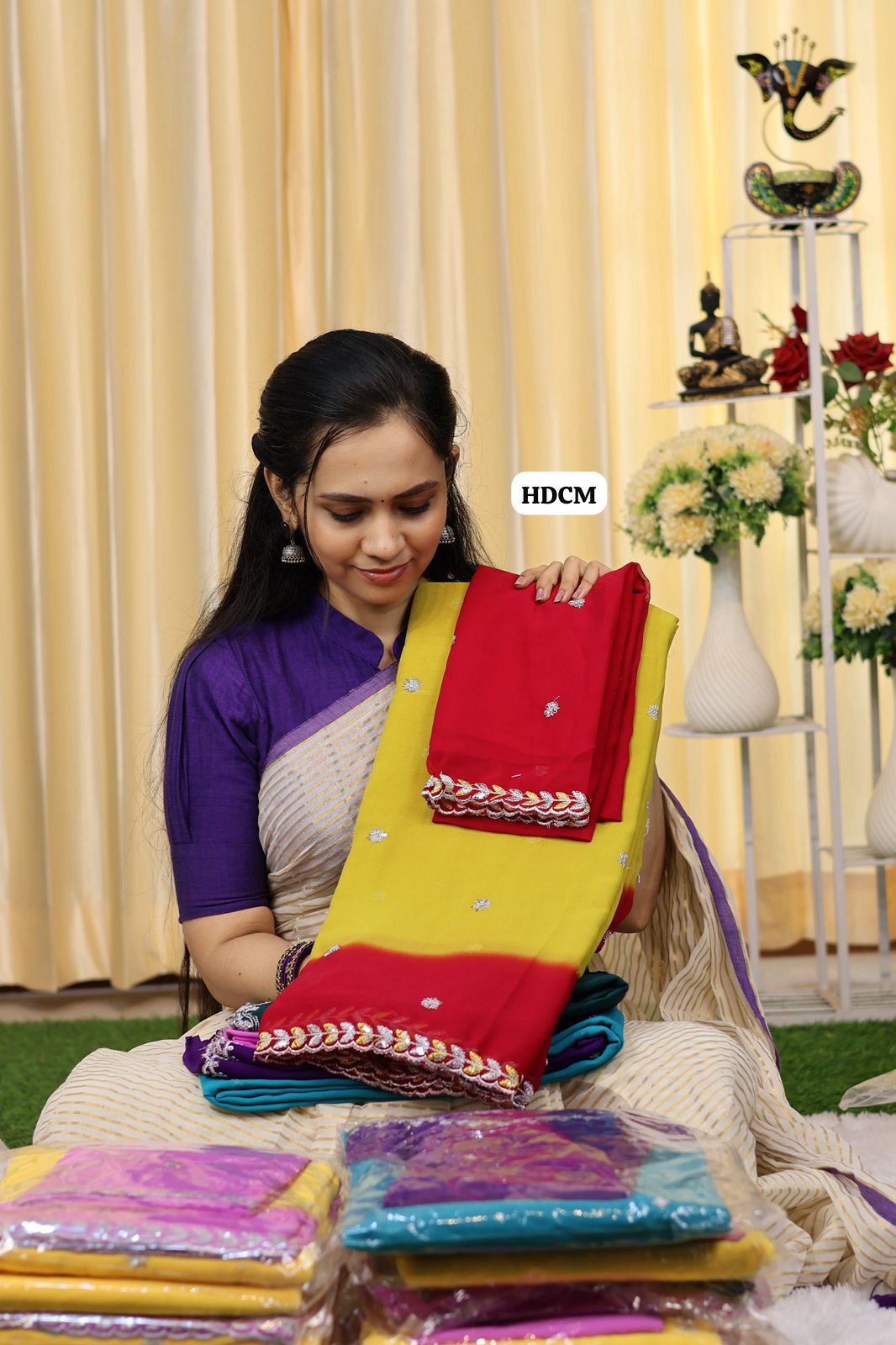 Double color chumkey work georgette saree blouse😍Ⓜ️