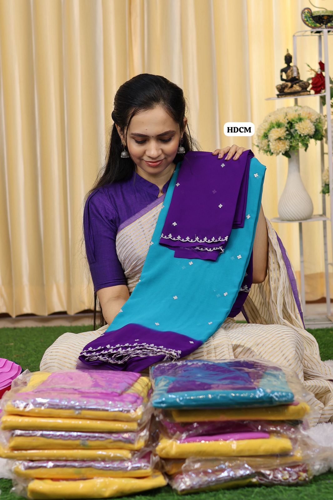 Double color chumkey work georgette saree blouse😍Ⓜ️
