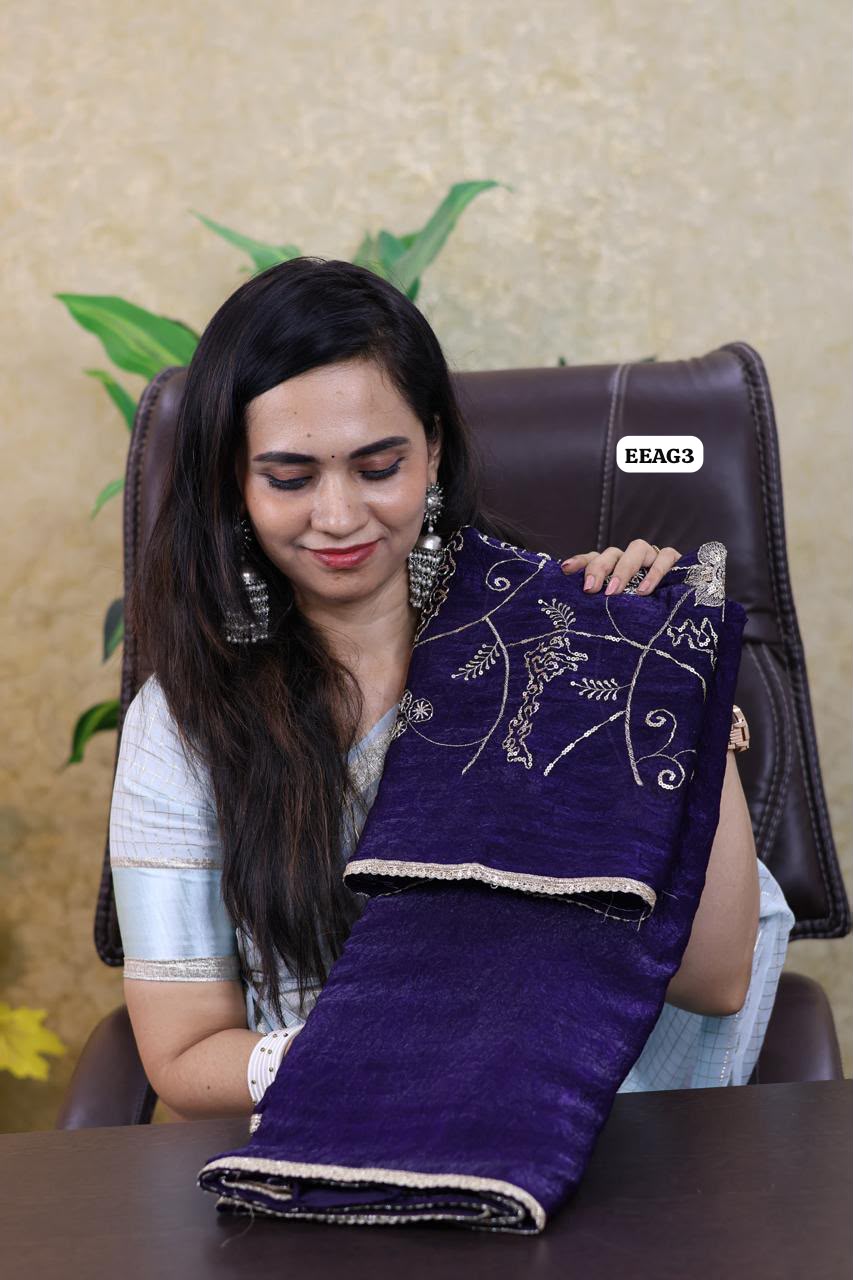 Viscose georgette saree with sequence work blouse 😍🥳