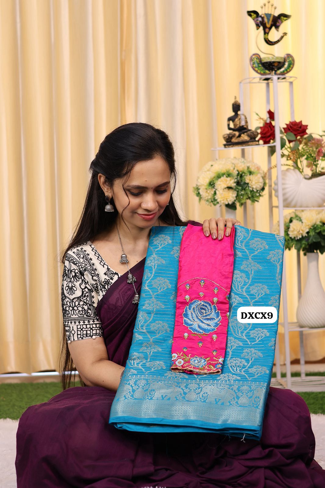 Mysore crepe silk saree with rose embroidery blouse😍Ⓜ️