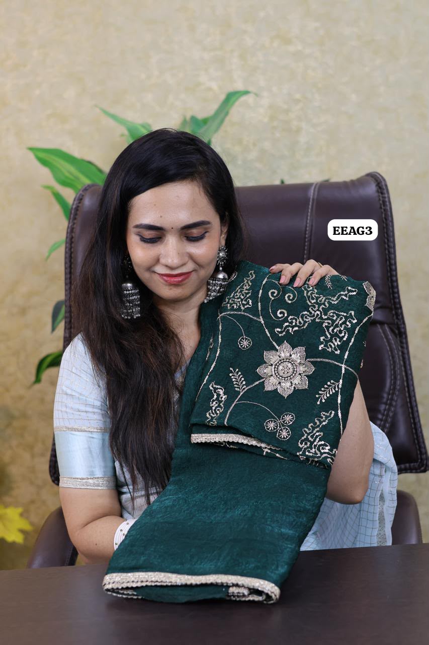 Viscose georgette saree with sequence work blouse 😍🥳