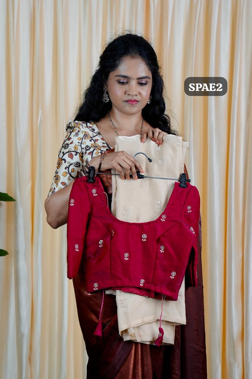 Space silk sarees.🥳with contrast blouse(Dark Pink)