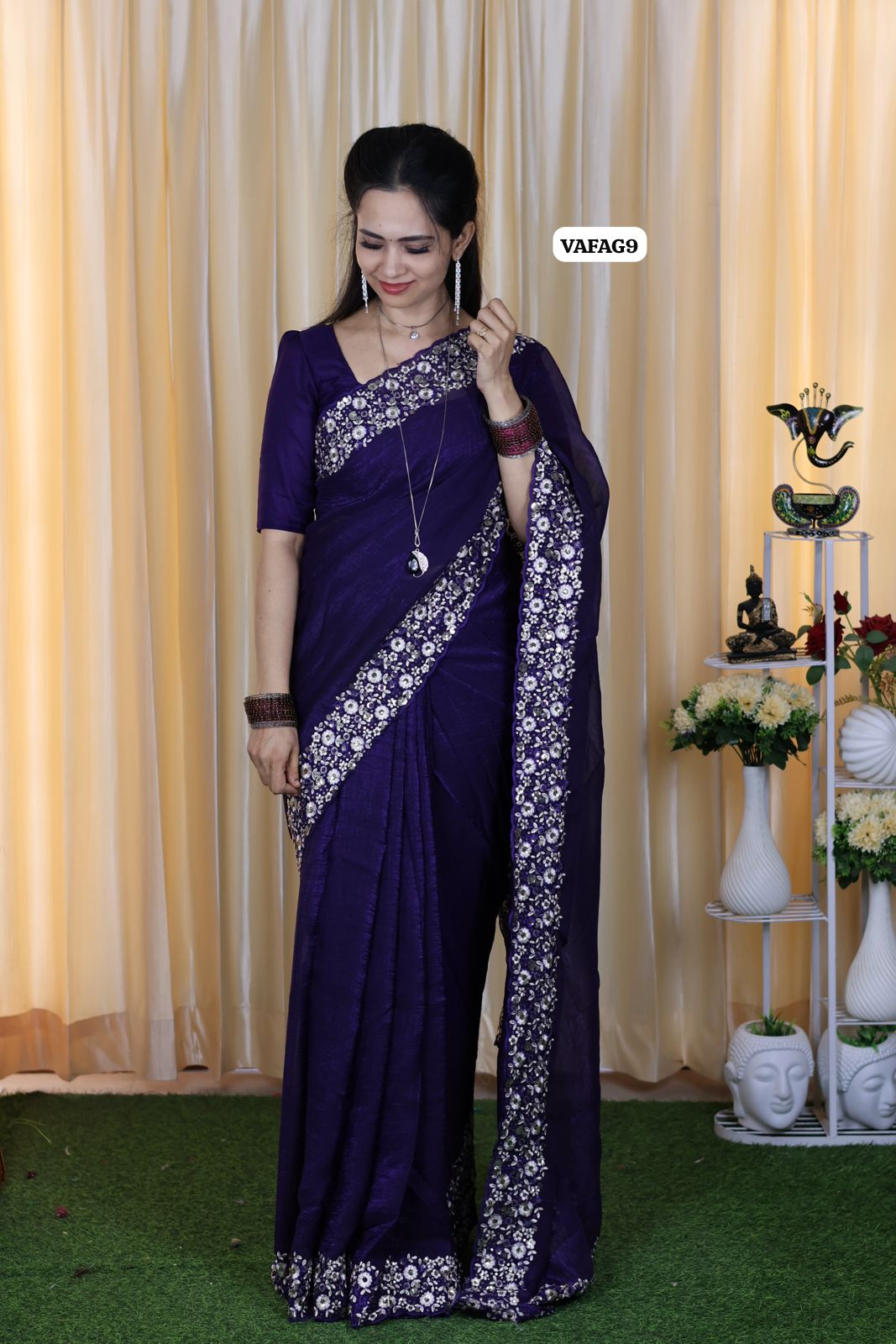 Crushed space silk with embroidery scalloped border 🔥😍🥳