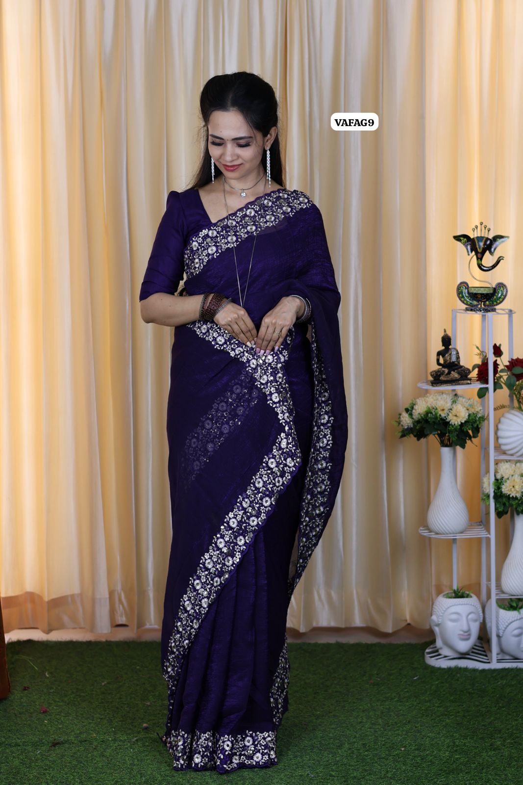Crushed space silk with embroidery scalloped border 🔥😍🥳