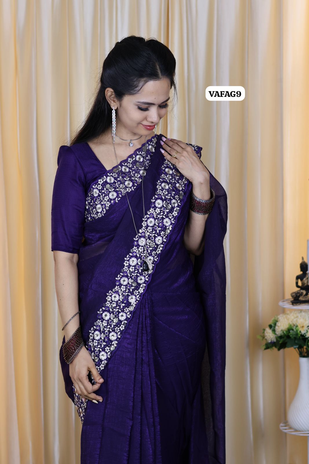Crushed space silk with embroidery scalloped border 🔥😍🥳