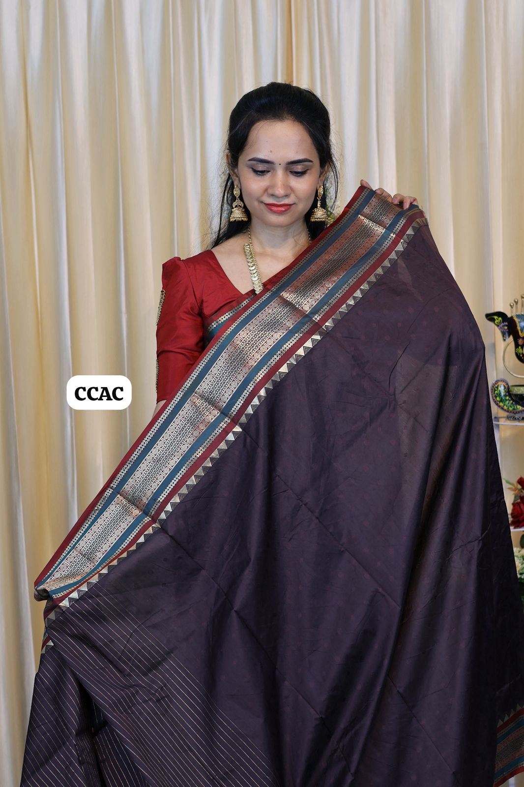 Premium Munga silk saree with colour full Pallu and blouse 🥳