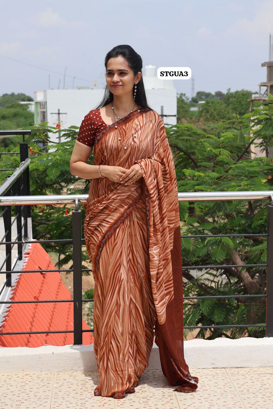 Buttery soft chiffon saree with running blouse Coffee brown❌