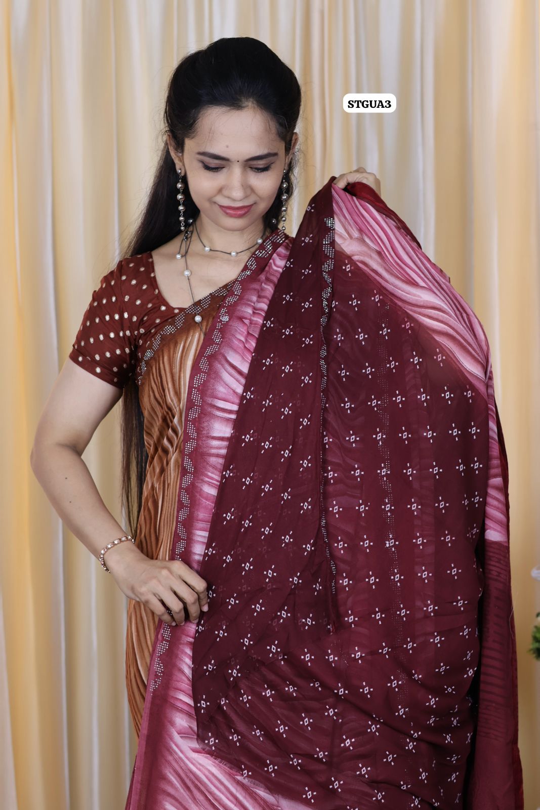 Buttery soft chiffon saree with running blouseDark onion pink❌