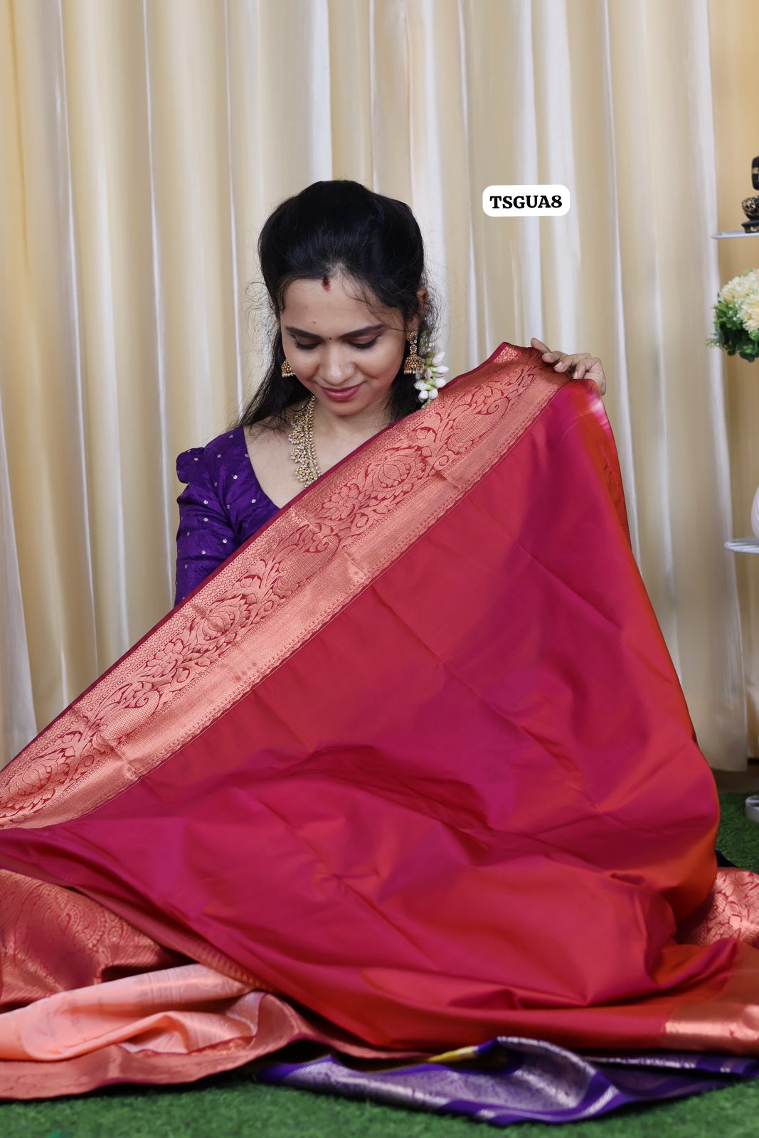 Premium kanchi soft silk saree with running blouse 🥳