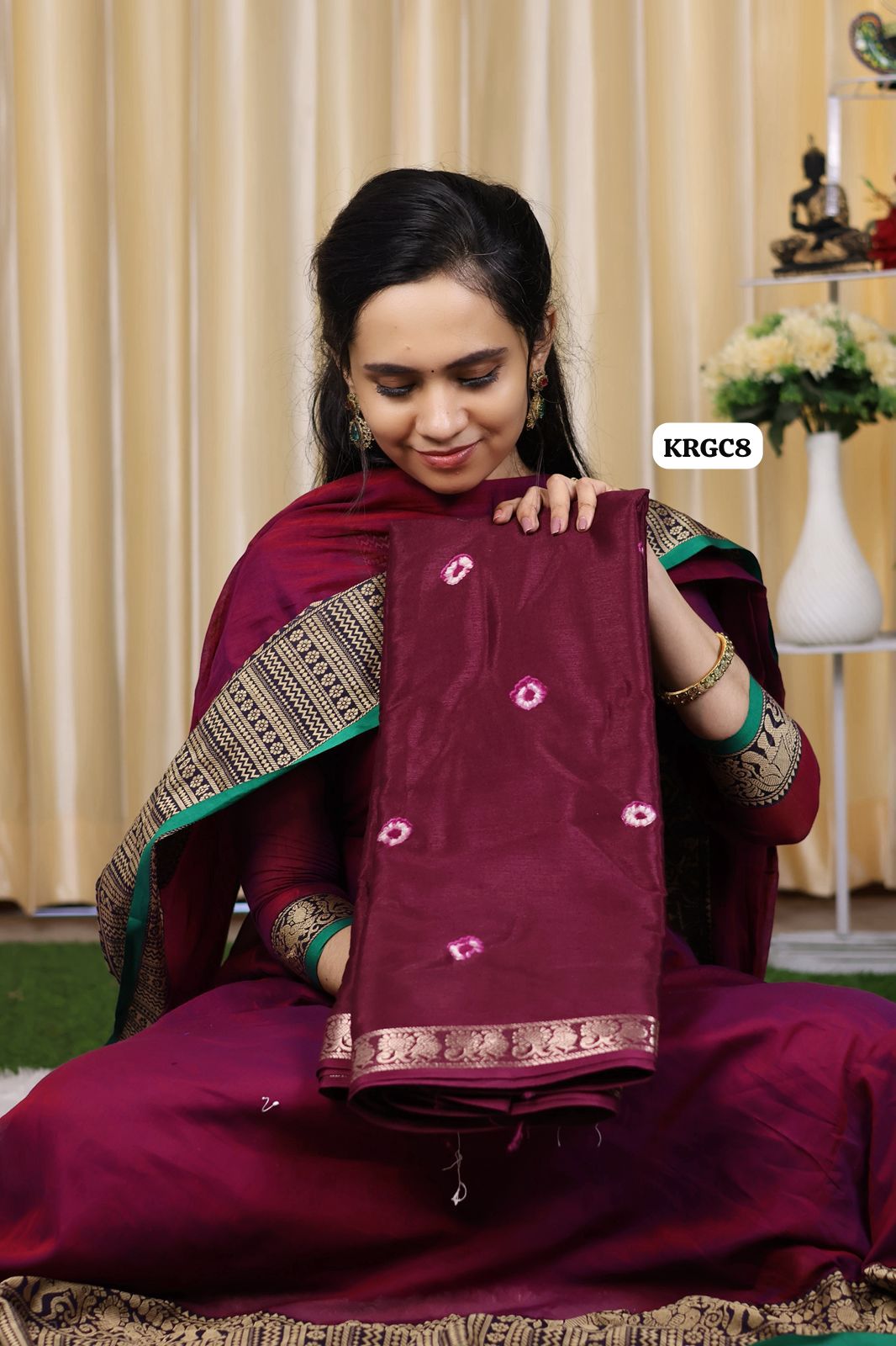 Mysore semi crepe silk with bandhini design😍🥳