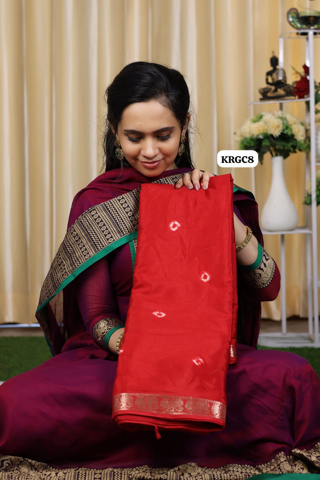 Mysore semi crepe silk with bandhini design😍🥳