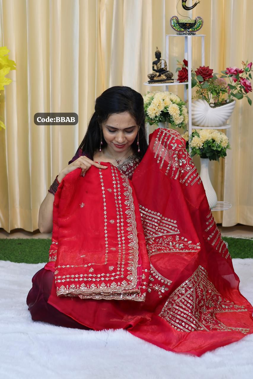 Space silk saree with jumky work🥳