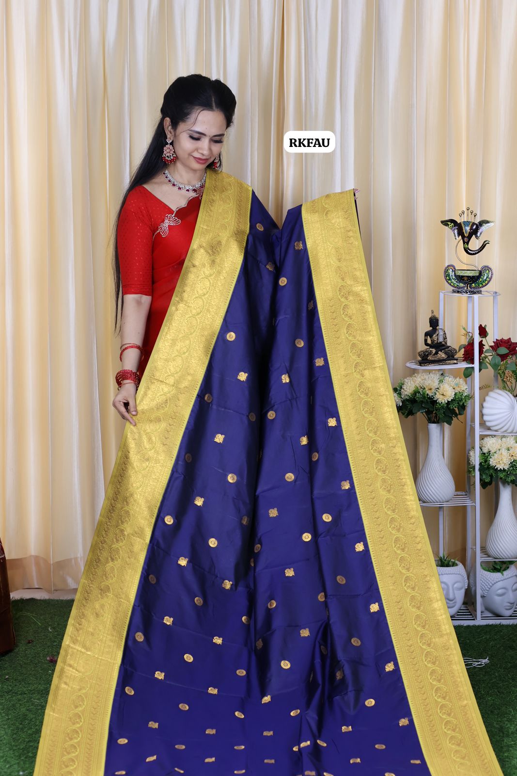 semi soft silk saree with 1000 buttas 🥳