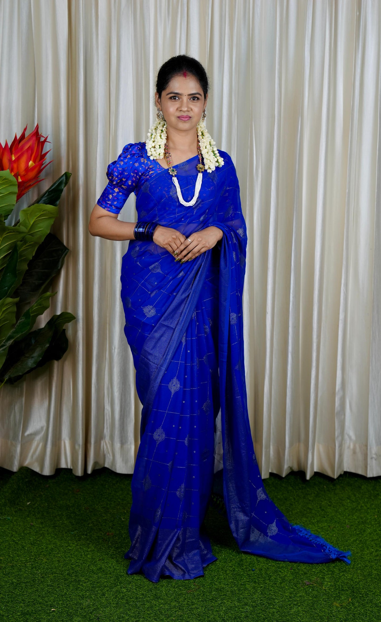 Chiffon saree✅work blouse