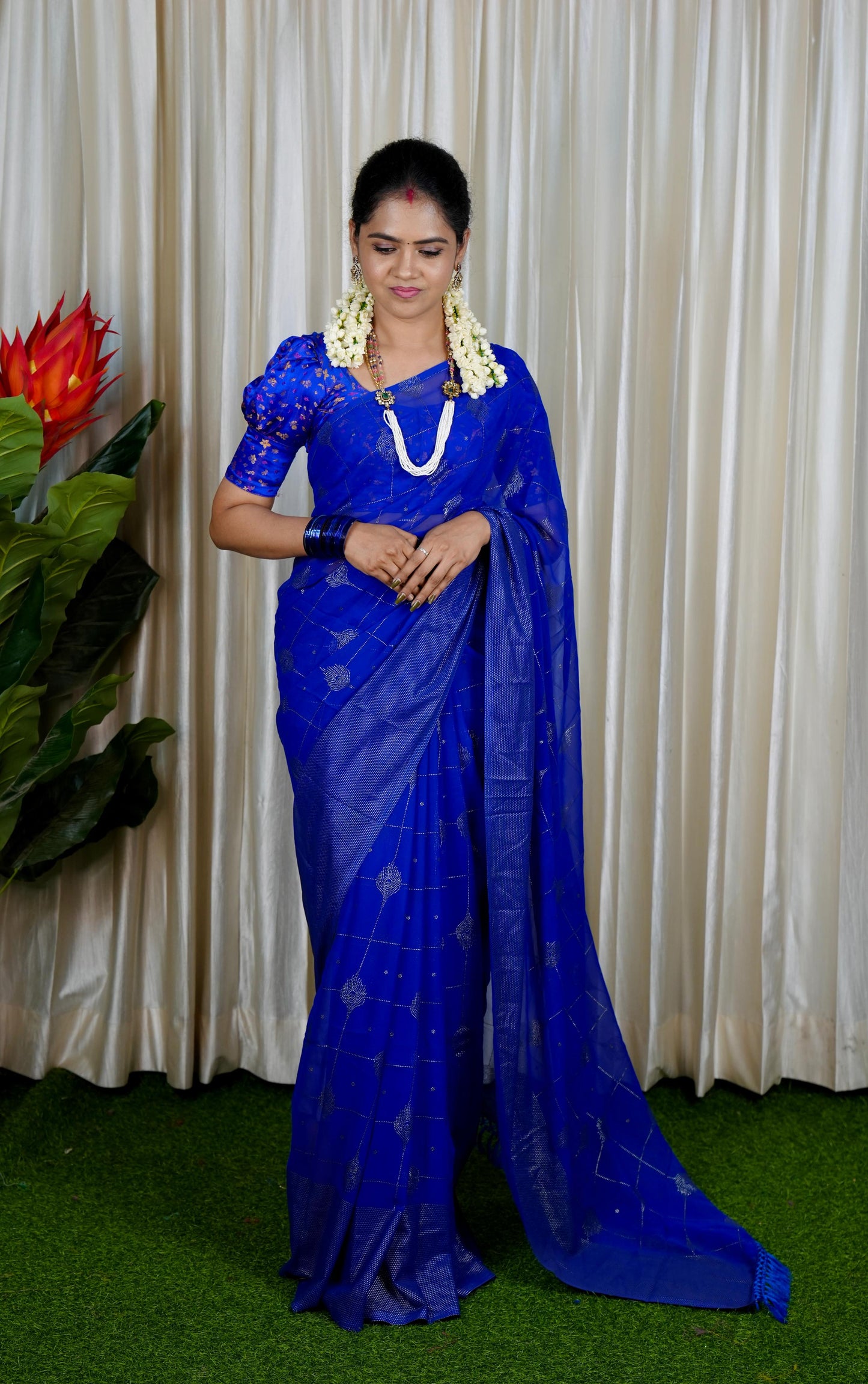 Chiffon saree✅work blouse