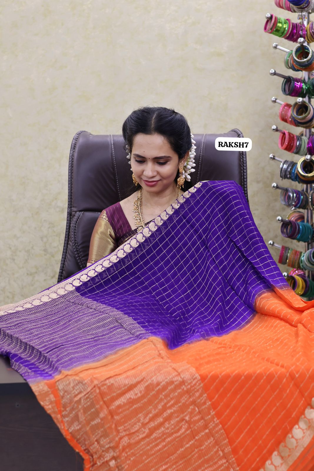 Premium Viscose Georgette Saree checks zari With Dola Viscose Blouse 😍🥳