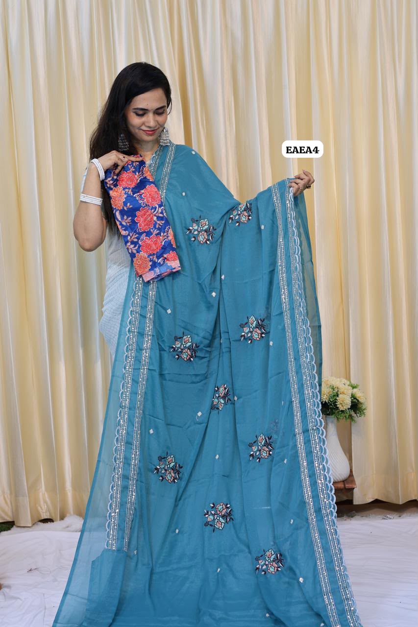 Designer with Embroidery work saree😍🥳