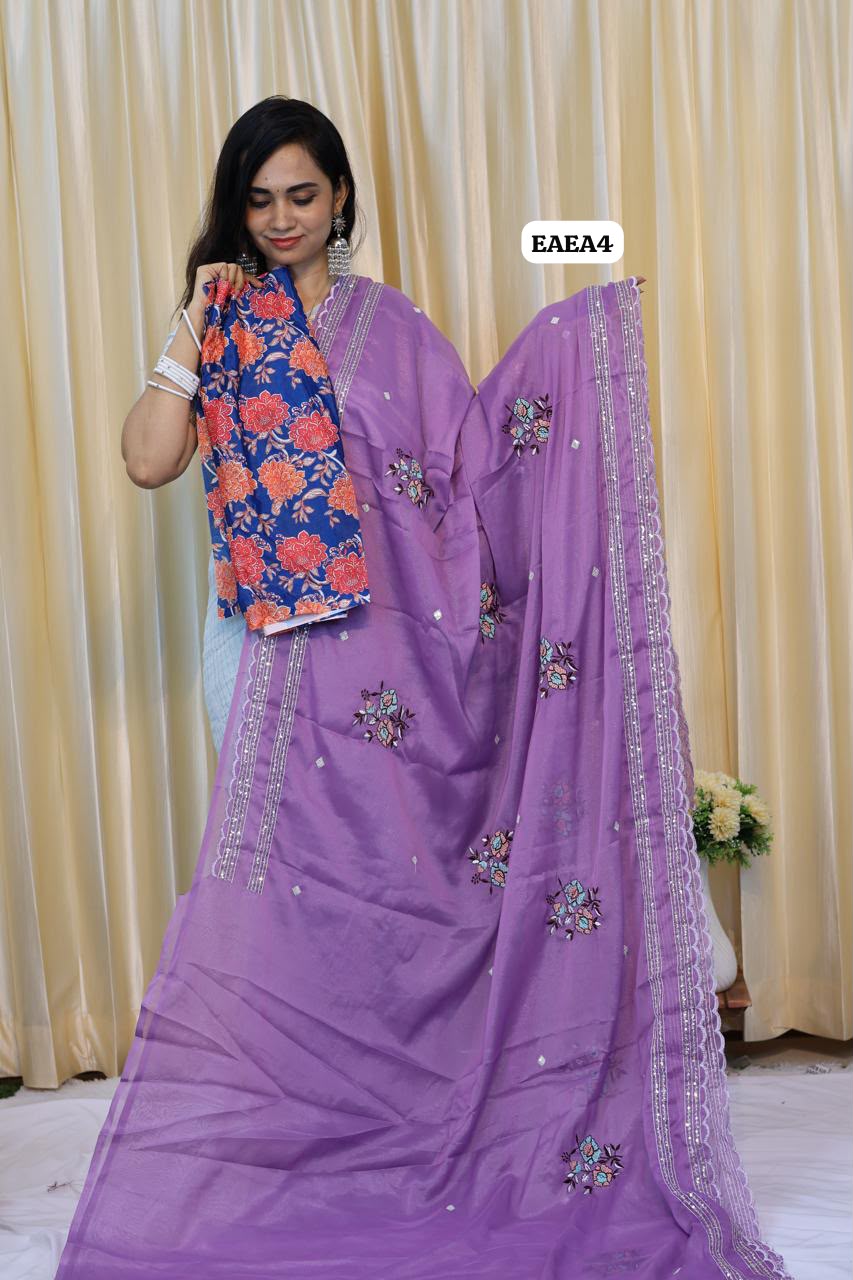 Designer with Embroidery work saree😍🥳