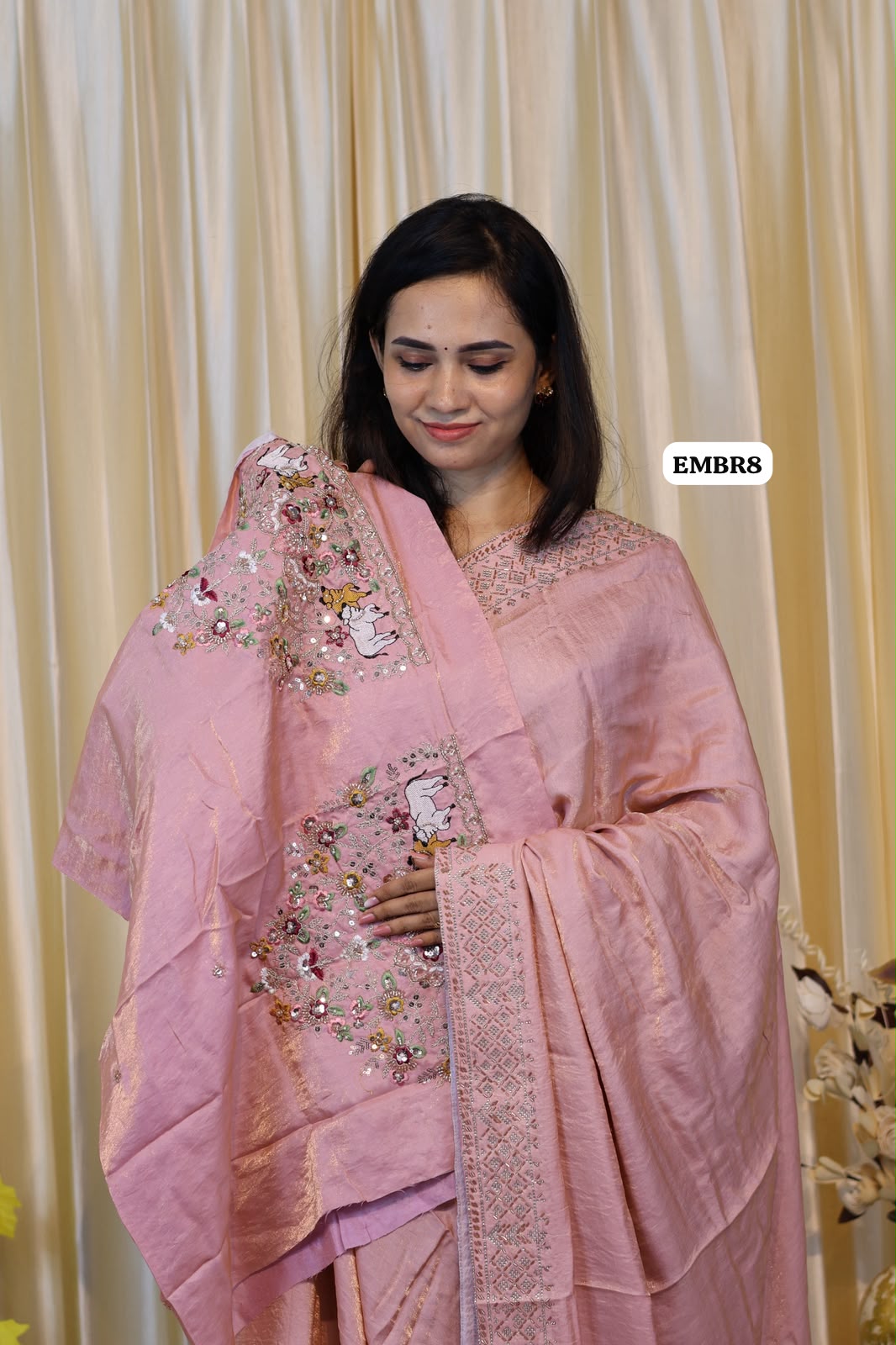 Space silk saree with jarkhand diamond work ๐๐๐