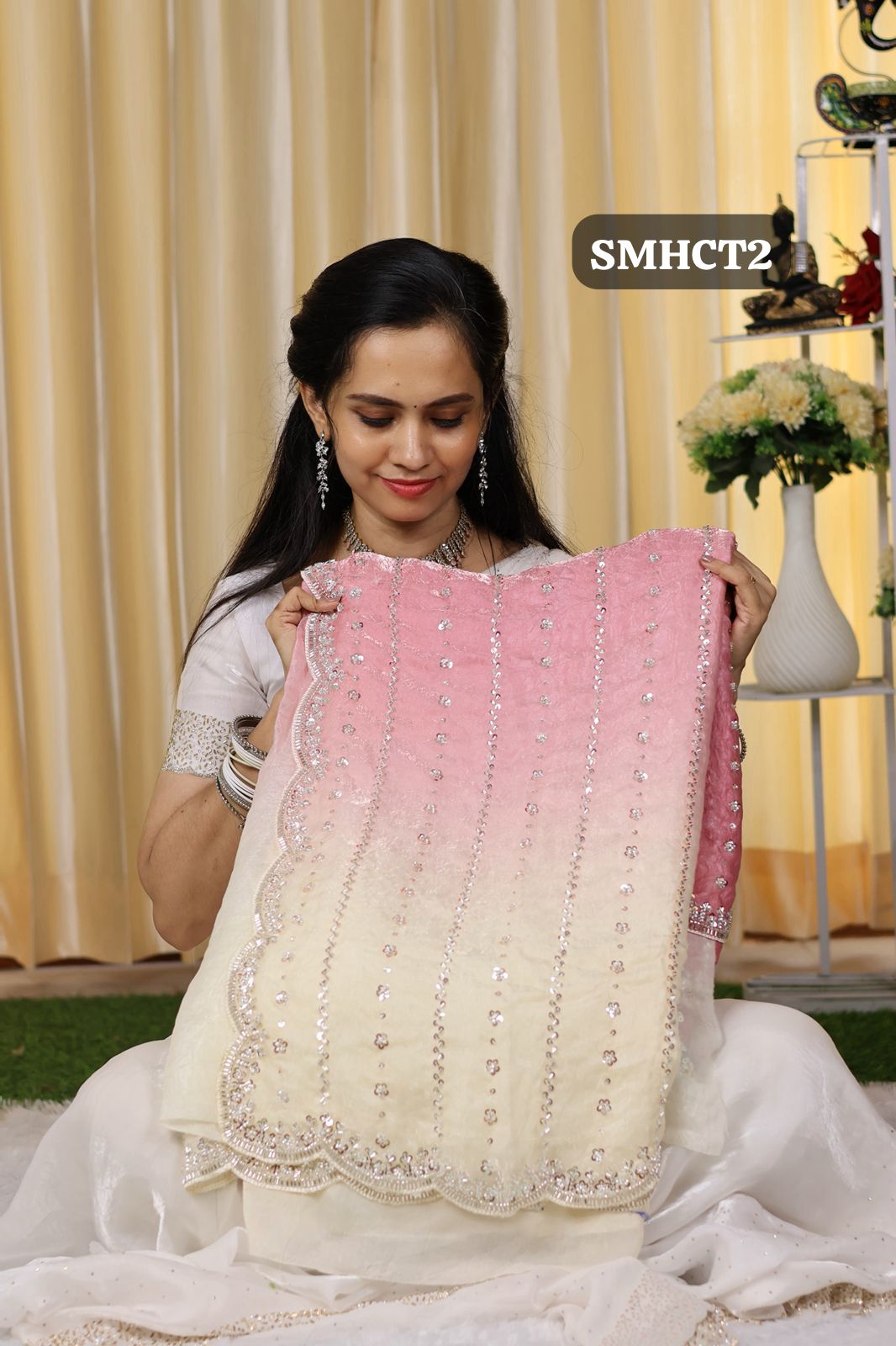 Heavy premium space silk sarees with katdana beads work🥳