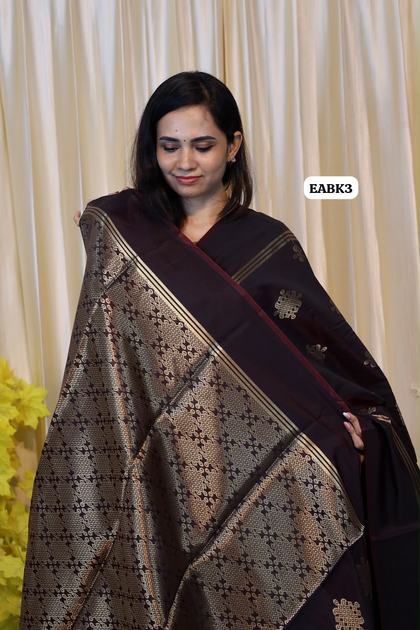 Kolam design kanchi silk saree chocolate brown colour😍🥳