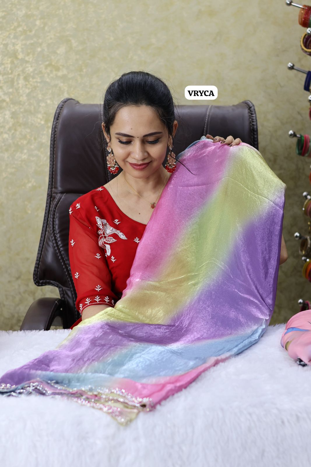 Space silk saree with real stone work border 😍Ⓜ️