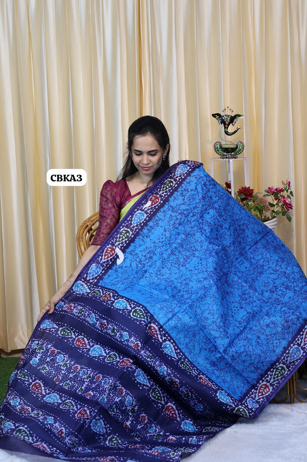 Classy cotton saree with contrast blouse 😍Ⓜ️