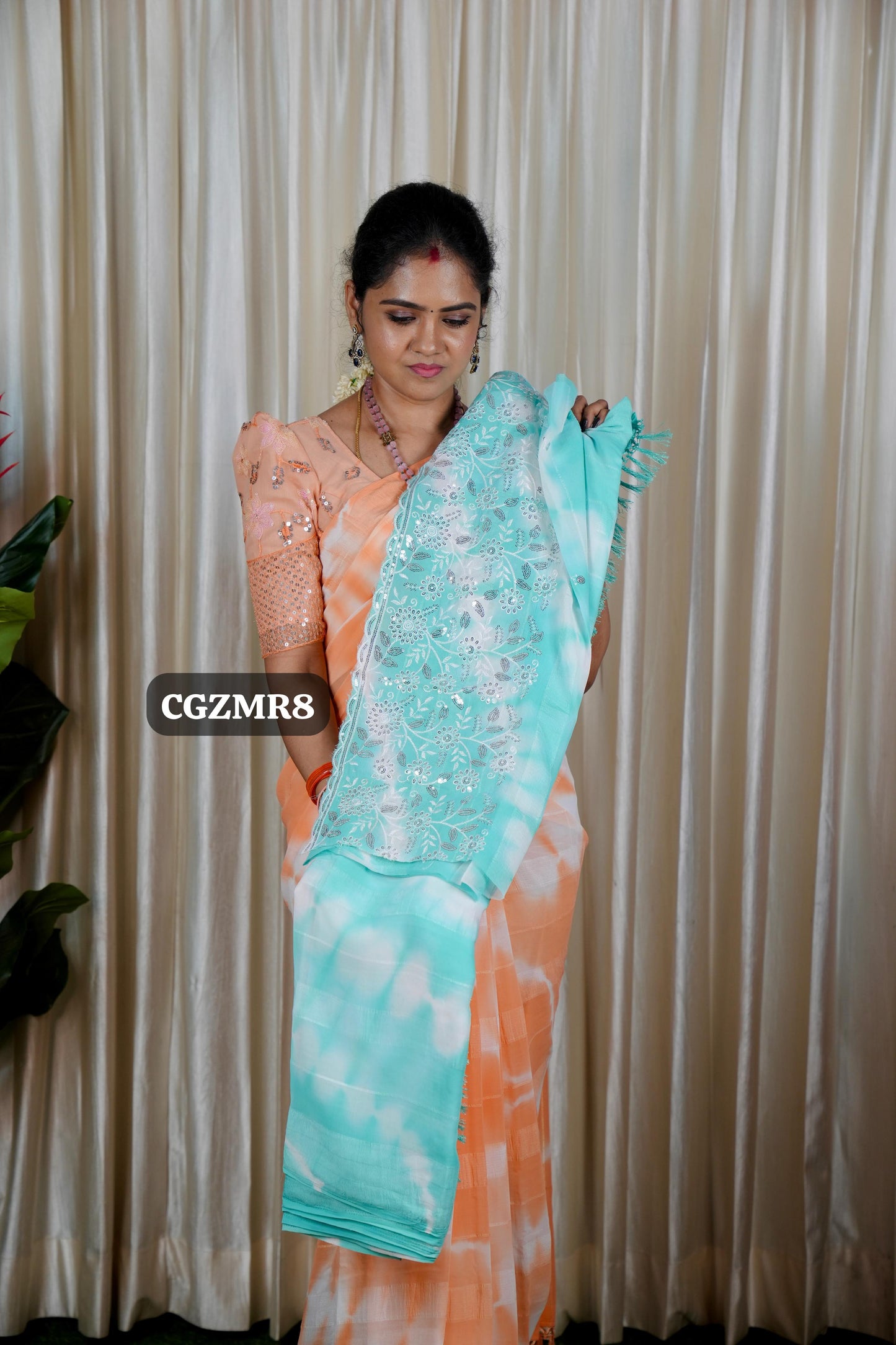 Georgette sarees with work blouse✅🥰