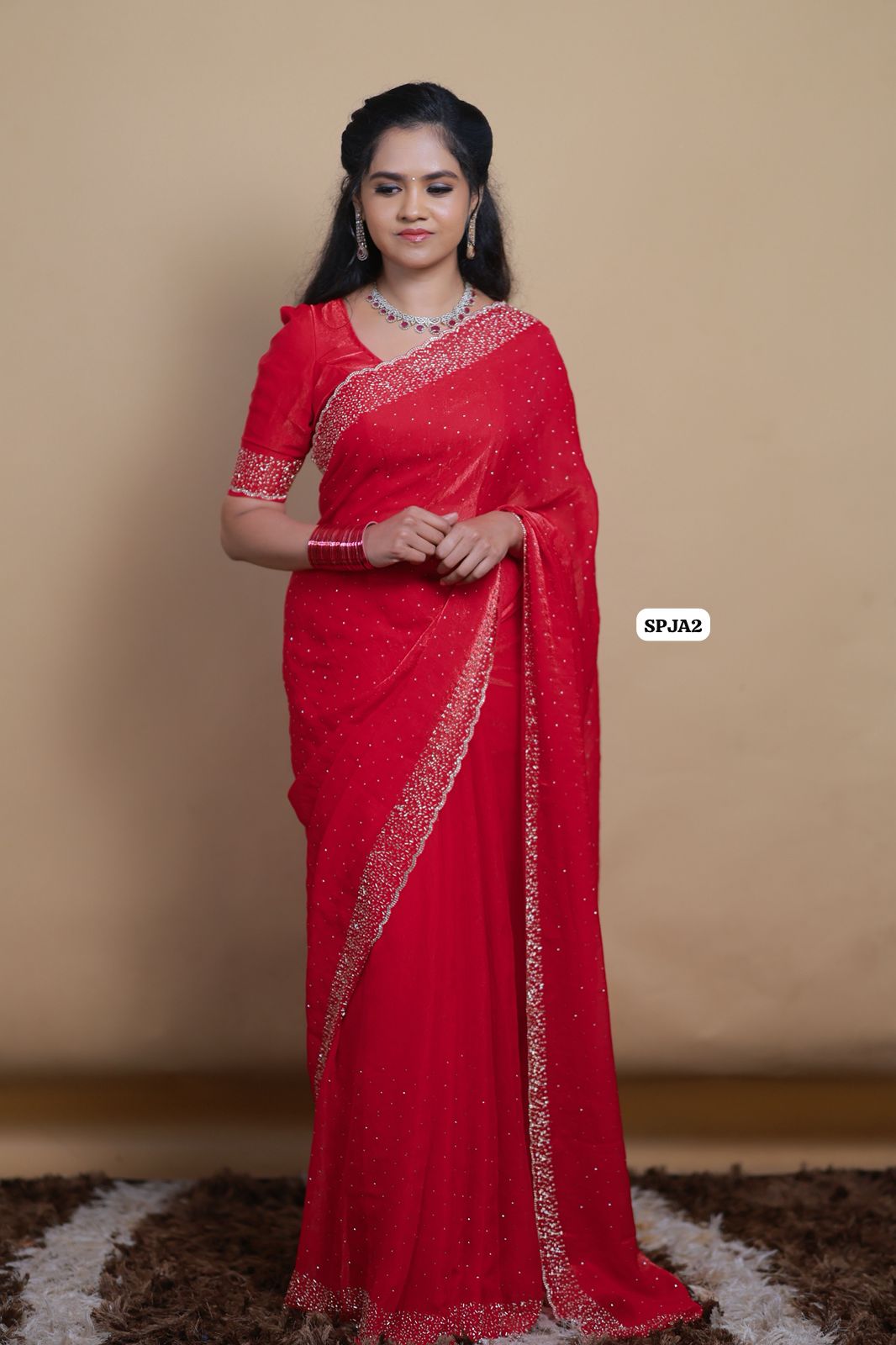 Premium space silk sarees with real jarkhan diamond workš„³ Wild berry pink