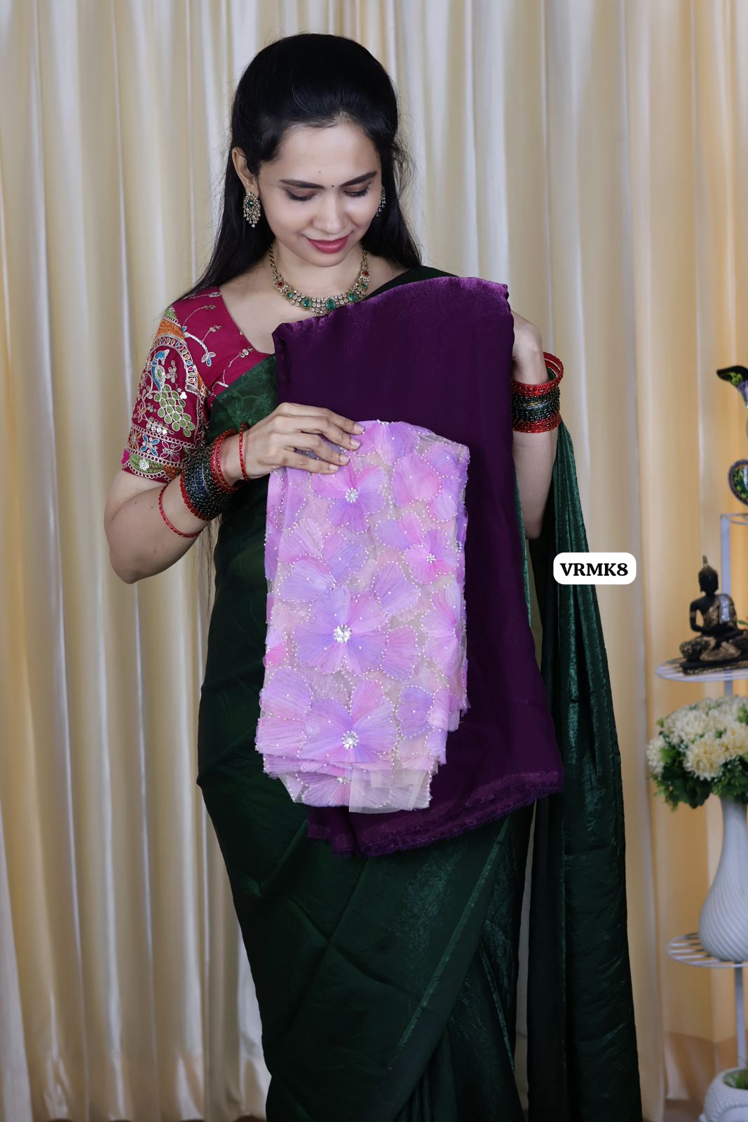 Space silk saree with heavy work blouse😍🥳