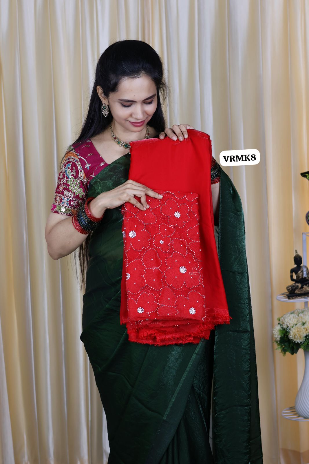 Space silk saree with heavy work blouse😍🥳