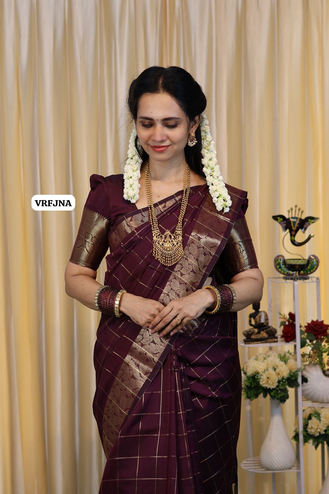 Katan semi silk saree with zari checks at affordable prices🥳