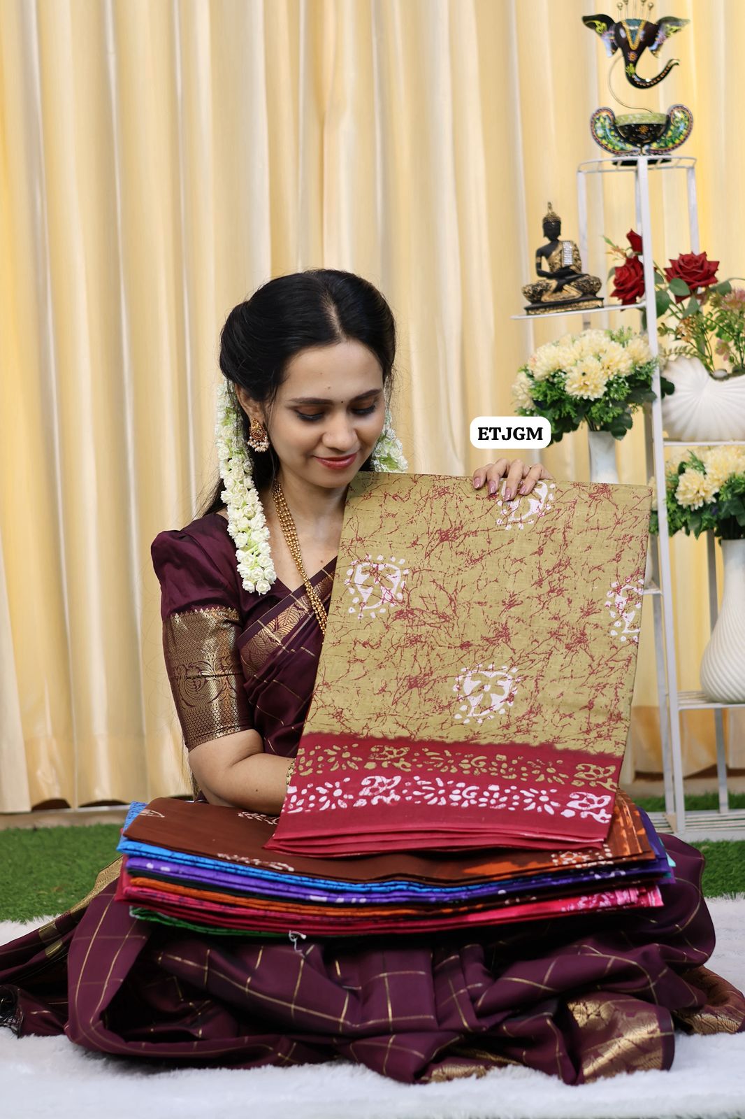 Classy Cotton saree with contrast blouse😍Ⓜ️
