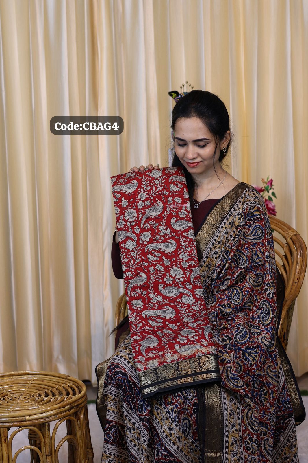 Kalamkari ikkat and Pochampally design saree😍Ⓜ️