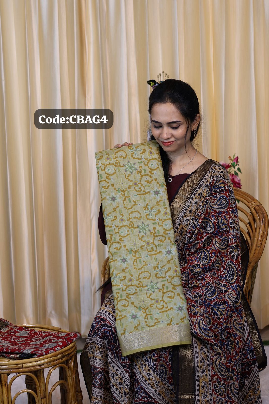 Kalamkari ikkat and Pochampally design saree😍Ⓜ️