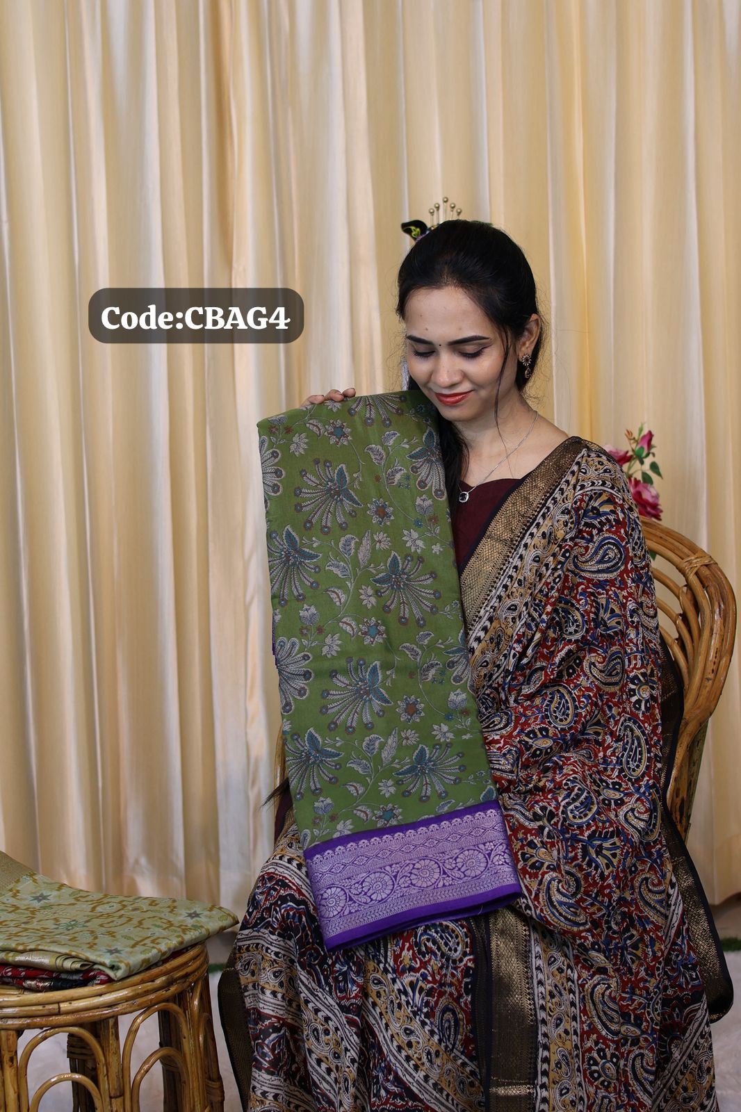 Kalamkari ikkat and Pochampally design saree😍Ⓜ️