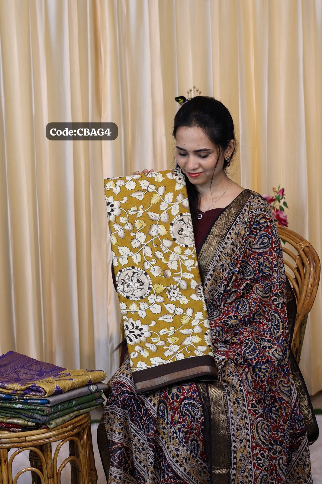 Kalamkari ikkat and Pochampally design saree😍Ⓜ️
