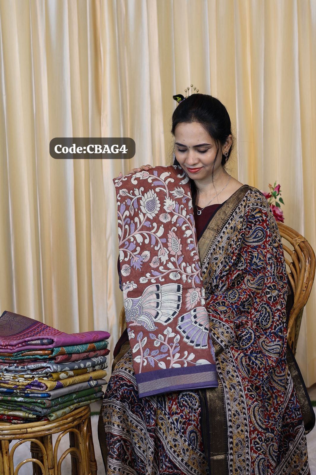 Kalamkari ikkat and Pochampally design saree😍Ⓜ️