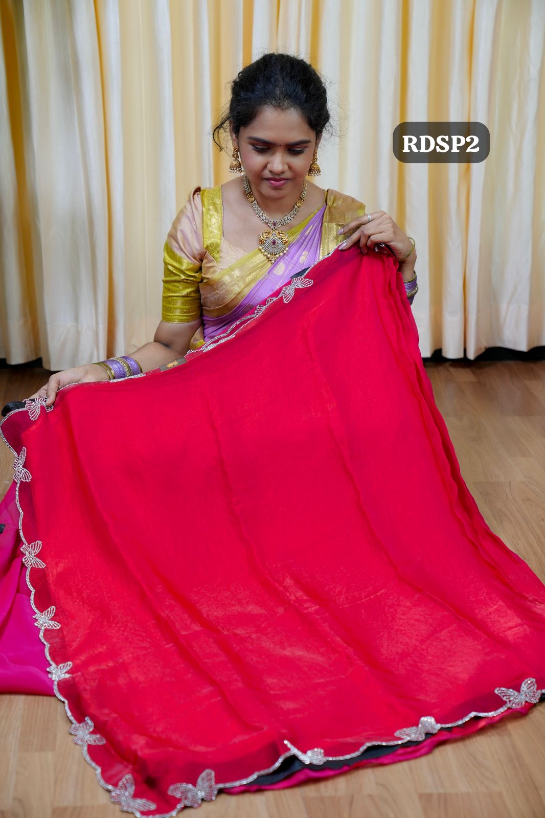 Premium quality Space silk fabric with real stone work butterfly🥳✅