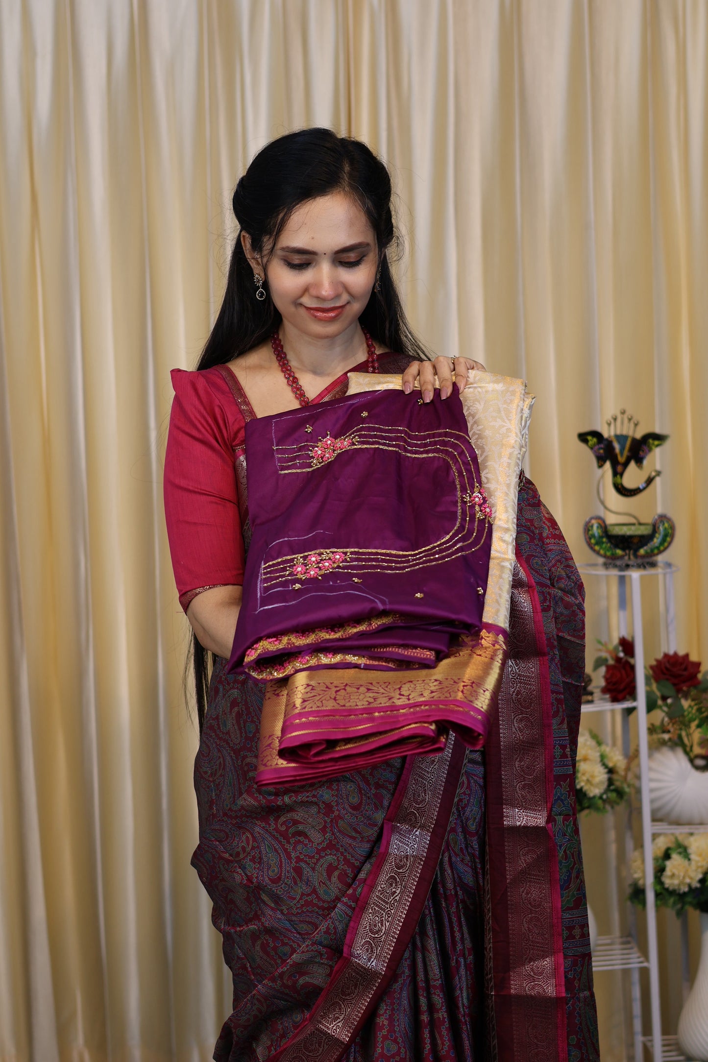 Saree and aari blouse combo 😍