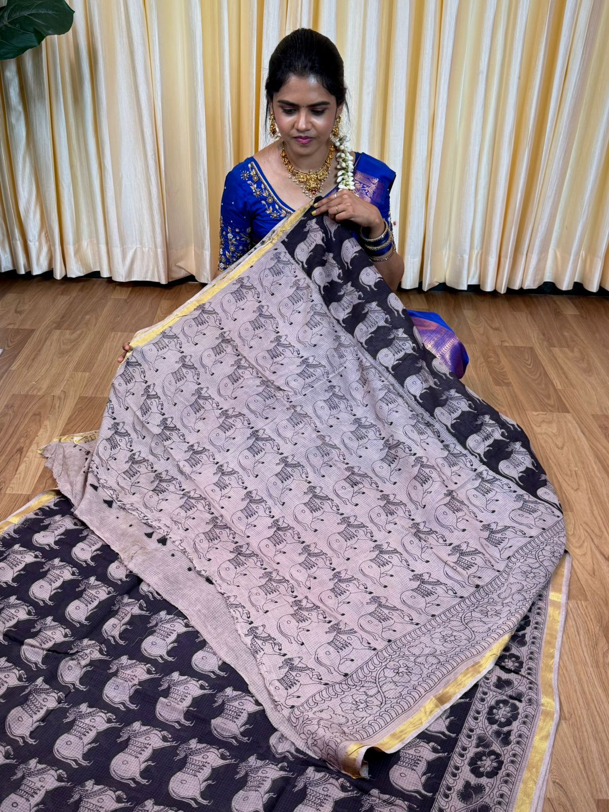 Soft Kota cotton Kalamkari print saree. Natural dyes used without any artificial color🥰😎📚