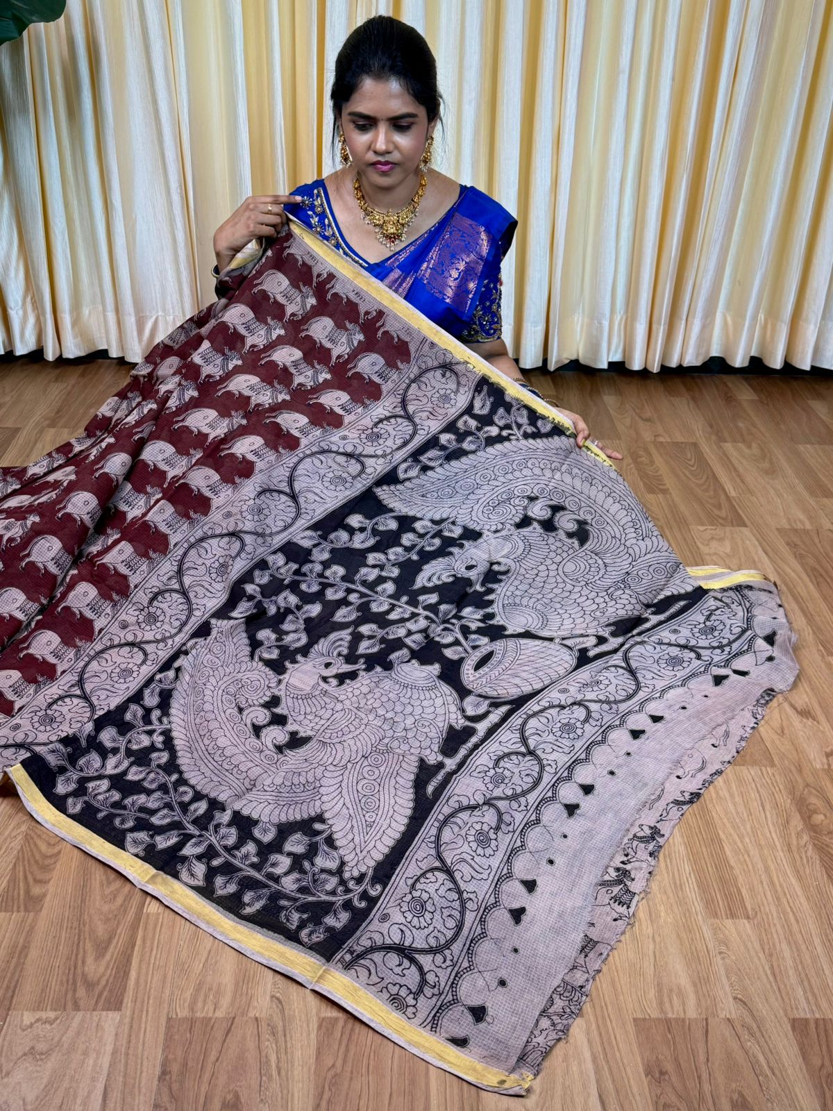 Soft Kota cotton Kalamkari print saree. Natural dyes used without any artificial color🥰😎📚